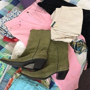 Franco Sarto Olive Suede Boots